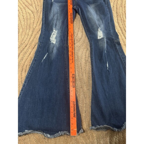 Lil Bees Bohemian Bell Bottom Dark Denim Size 10 Woman’s Hippie 70s Style - Picture 2 of 8